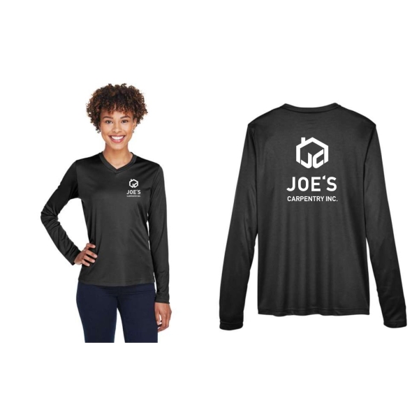Ladies Team 365 Performance Long Sleeve Vneck - Image 4