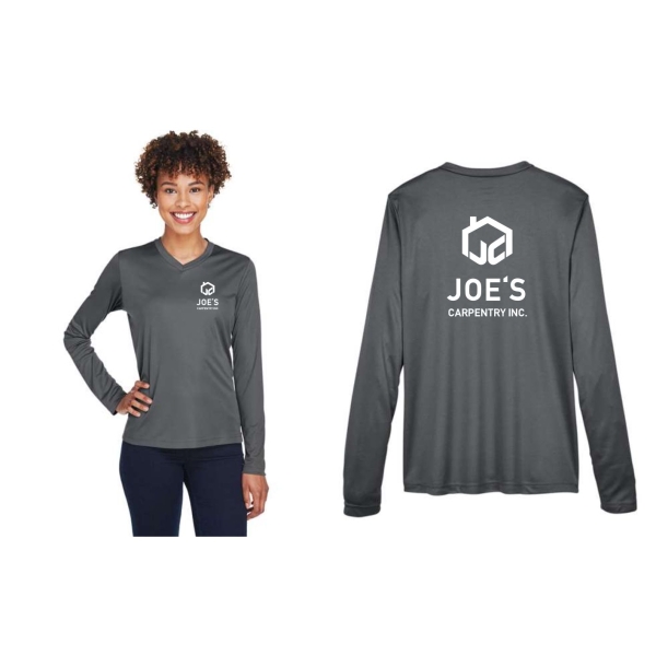 Ladies Team 365 Performance Long Sleeve Vneck - Image 5