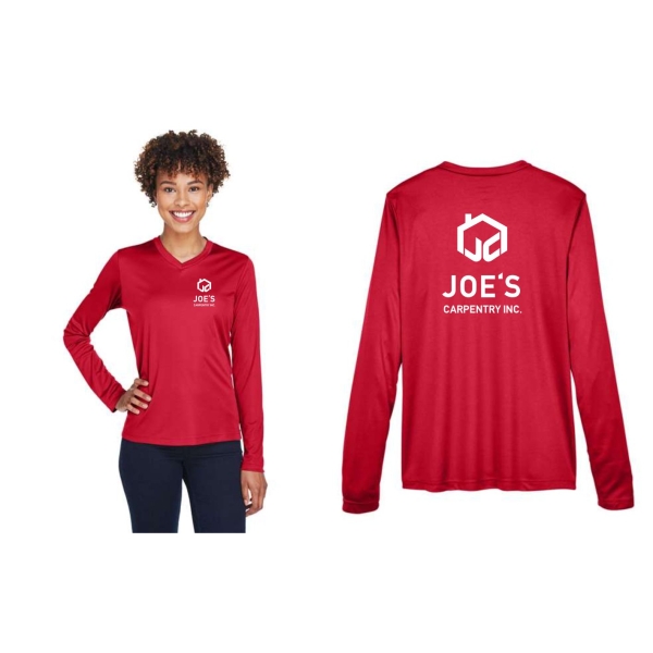 Ladies Team 365 Performance Long Sleeve Vneck