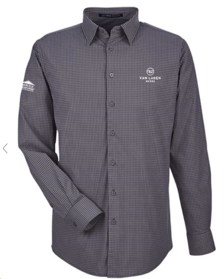 Mens Tonal Mini Check Woven Button up - Image 3