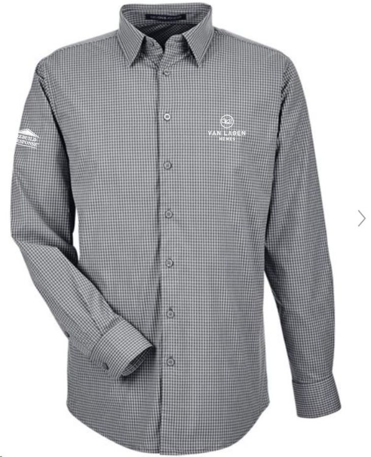 Mens Tonal Mini Check Woven Button up